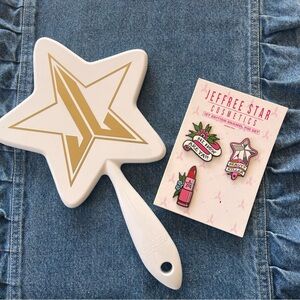 Jeffree Star White Mirror with Gold Logo and Pins